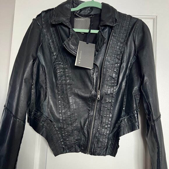 NWT black leather MUUBAA jacket size US10 UK14 EU42 - Picture 2 of 15